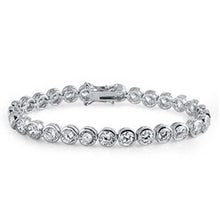 Load image into Gallery viewer, Sterling Silver Round Clear Cz Bezel Set Tennis BraceletAnd Length of 8