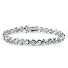 Sterling Silver Round Clear Cz Bezel Set Tennis BraceletAnd Length of 8