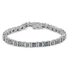 Load image into Gallery viewer, Sterling Silver Square Prong Set with Princess Cut Rainbow Topaz Cz Tennis BraceletAnd Length of 7.25