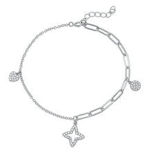 Load image into Gallery viewer, Sterling Silver CZ Charm Bracelet