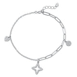 Sterling Silver CZ Charm Bracelet