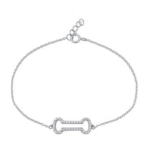 Load image into Gallery viewer, Sterling Silver Dog Bone CZ Bracelet