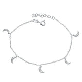 Sterling Silver Rhodium Plated Moons Clear CZ Bracelet-6.5 + 1 inch extension