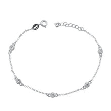 Load image into Gallery viewer, Sterling Silver Rhodium Plated Satellite Clear CZ Bracelet-6.5 + 1 inch extension