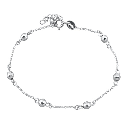 Sterling Silver Rhodium Plated Satellite Clear CZ Bracelet-6.5 + 1 inch extension