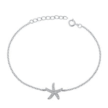 Load image into Gallery viewer, Sterling Silver Rhodium Plated Starfish Clear CZ Assorted Bracelet