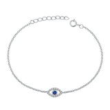 Sterling Silver Rhodium Plated Eye Blue And Clear CZ Assorted Bracelet