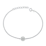Sterling Silver Round Rhodium Plated Clear CZ Assorted Bracelet