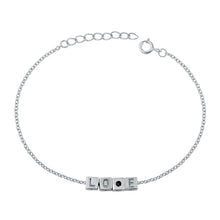 Load image into Gallery viewer, Sterling Silver Rhodium Plated Love Blocks Bracelet-6.5 + 1 inch extension