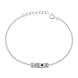 Sterling Silver Rhodium Plated Love Letters Assorted Bracelet