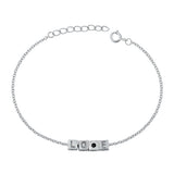 Sterling Silver Rhodium Plated Love Blocks Bracelet-6.5 + 1 inch extension