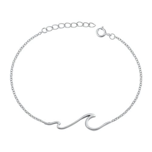Sterling Silver Rhodium Plated Wave Assorted Bracelet