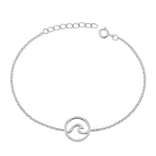 Load image into Gallery viewer, Sterling Silver Rhodium Plated Wave Bracelet-6.5 + 1 inch extension