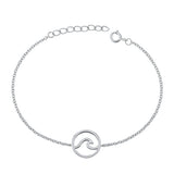 Sterling Silver Rhodium Plated Wave Bracelet-6.5 + 1 inch extension