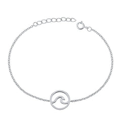 Sterling Silver Rhodium Plated Wave Bracelet-6.5 + 1 inch extension