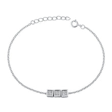 Load image into Gallery viewer, Sterling Silver Rhodium Plated Dice Clear CZ Bracelet-6.5 + 1 inch extension