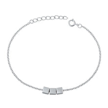 Load image into Gallery viewer, Sterling Silver Rhodium Plated Blocks Bracelet-6.5 + 1 inch extension