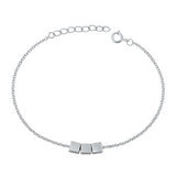 Sterling Silver Rhodium Plated Blocks Bracelet-6.5 + 1 inch extension