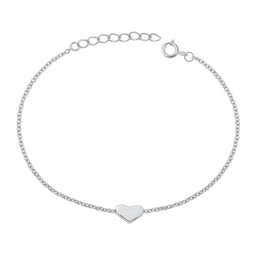 Sterling Silver Rhodium Plated Heart Fancy Bracelet