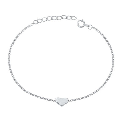 Sterling Silver Rhodium Plated Heart Fancy Bracelet