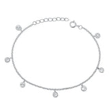 Sterling Silver Rhodium Plated Round Clear CZ Assorted Bracelet