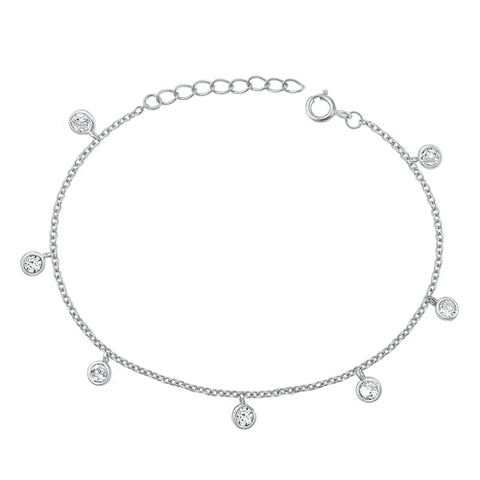 Sterling Silver Rhodium Plated Round Clear CZ Assorted Bracelet