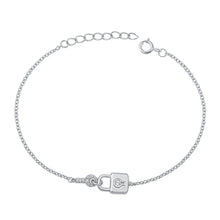 Load image into Gallery viewer, Sterling Silver Rhodium Plated Lock And Key Clear CZ Assorted Bracelet