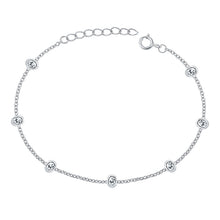 Load image into Gallery viewer, Sterling Silver Oval Rhodium Plated Clear CZ Assorted Bracelet