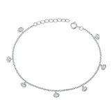 Sterling Silver Rhodium Plated Oval Clear CZ Assorted Bracelet