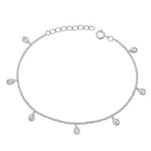 Load image into Gallery viewer, Sterling Silver Rhodium Plated Teardrop Clear CZ Assorted Bracelet
