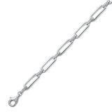 Sterling Silver Rhodium Plated Clear CZ Bracelet Length-6.5+1inches, Thickness-4mm
