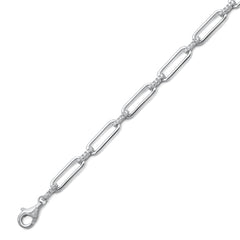 Sterling Silver Rhodium Plated Clear CZ Bracelet Length-6.5+1inches, Thickness-4mm