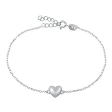 Load image into Gallery viewer, Sterling Silver Rhodium Plated Heart Bracelet-6.5 + 1 inch extension