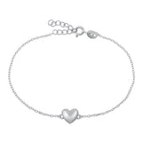 Sterling Silver Rhodium Plated Heart Bracelet-6.5 + 1 inch extension