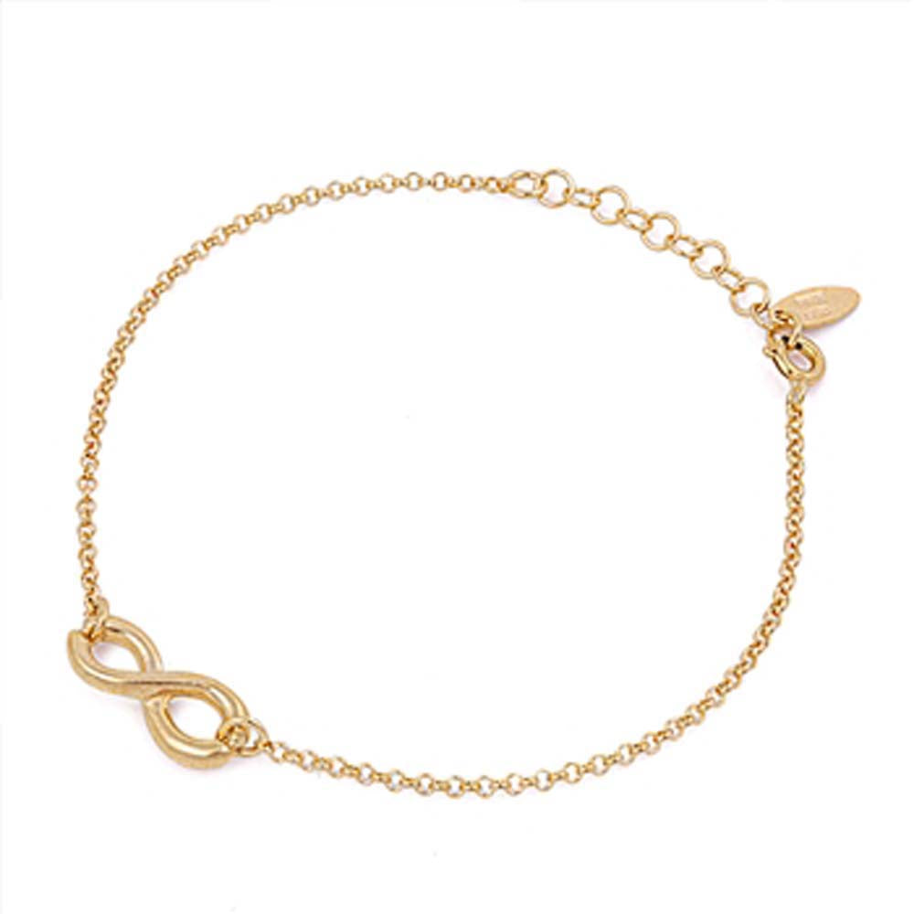 Sterling Silver Yellow Gold Plated Rolo Bracelet with Infinity CharmAnd Bracelet Length of 7  + 1  extension Charm Size: 6MM