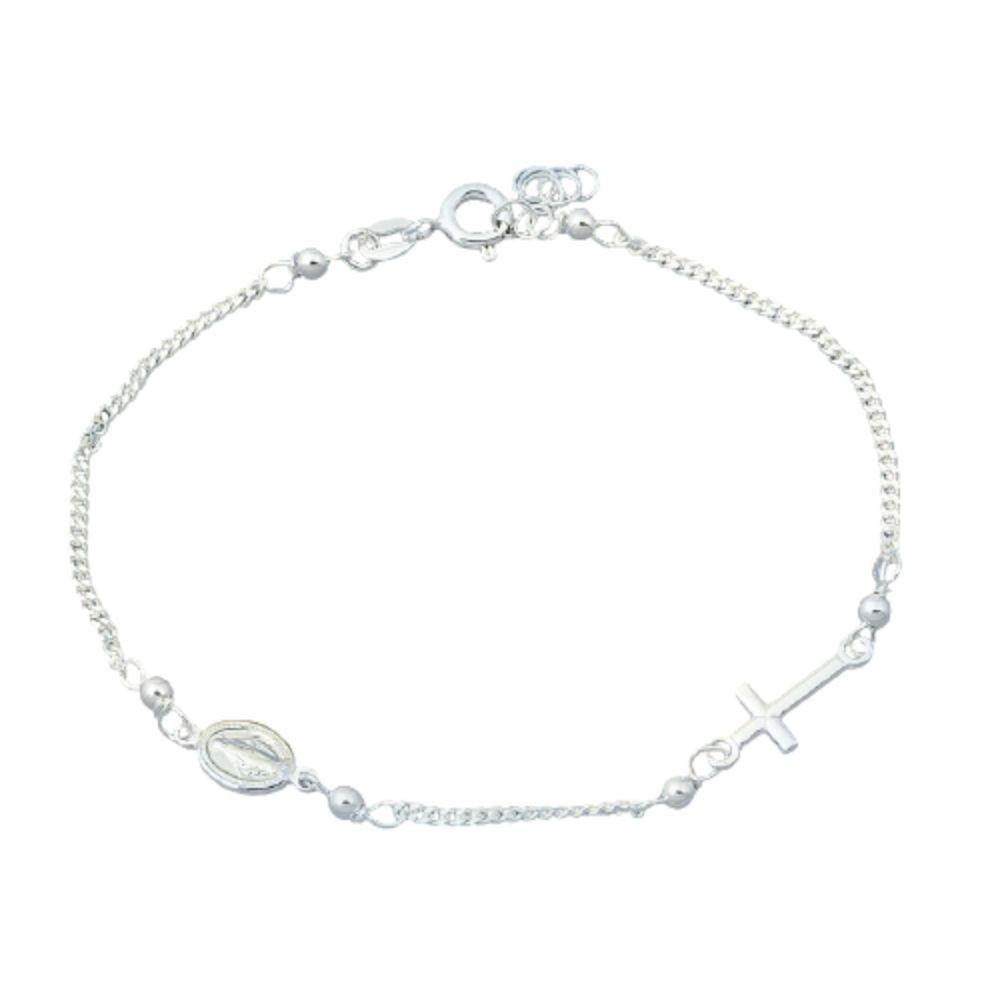 Sterling Silver Rosary Bracelet - silverdepot