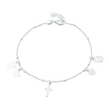 Sterling Silver Rosary Bracelet-7+1 Inches Extension,Beads-2mm