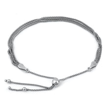 Load image into Gallery viewer, Sterling Silver Rhodium Plated Adjustable Italian Bracelet Length-6-10inch, Chain-1.2mm