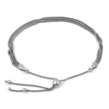 Sterling Silver Rhodium Plated Adjustable Italian Bracelet Length-6-10inch, Chain-1.2mm