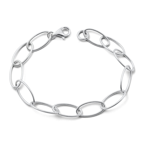 Sterling Silver Rhodium Plated Bracelet Length-7.5inches, Thickness-8mm