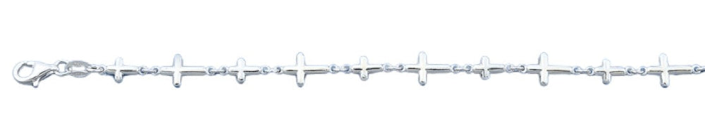 Sterling Silver Cross Polished Italian Bracelet Length-7+1inch, Thickness-7.1mm