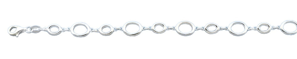 Sterling Silver Polished Ovals Italian Bracelet Length-7+1inch, Thickness-7.3mm