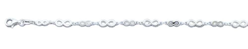 Sterling Silver Polished Infinity Italian Bracelet Length-7+1inch, Thickness-4.5mm