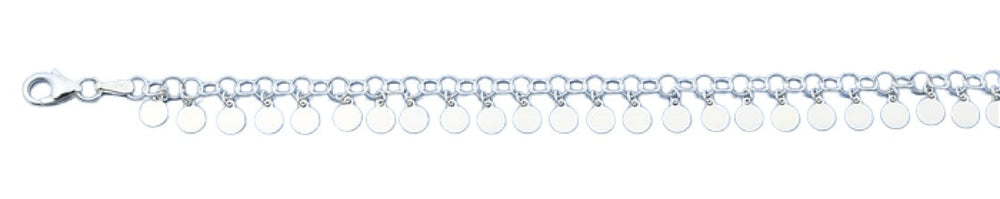 Sterling Silver Polished Rounds Italian Bracelet Length-7+1inch, Chain-3.3mm, Charms-4mm