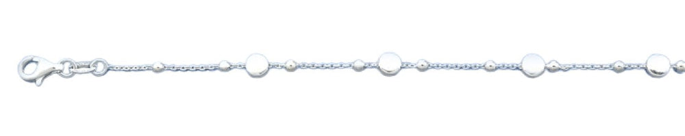 Sterling Silver Polished Disc Italian Bracelet Length-7+1inch, Disc-4.6mm
