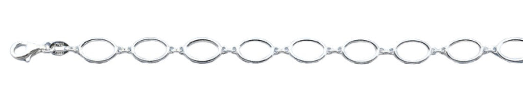 Sterling Silver Polished Ovals Italian Bracelet Length-7+1inch, Chain Thickness-6.6mm