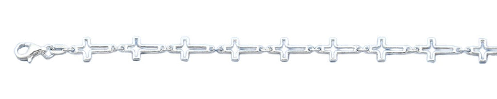 Sterling Silver Polished Cross Italian Bracelet Length-7+1inch, Chain Thickness-6.6mm