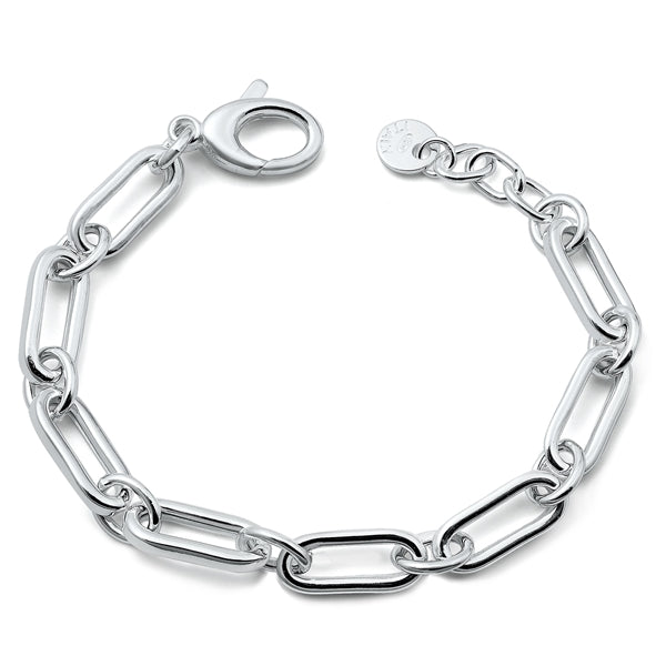 Sterling Silver Polished Italian Bracelet Length-7+1inch, Chain Extension-7.6mm