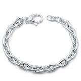 Sterling Silver Italian Polished Bracelet Length-7+1inch, Chain Extension-7.7mm