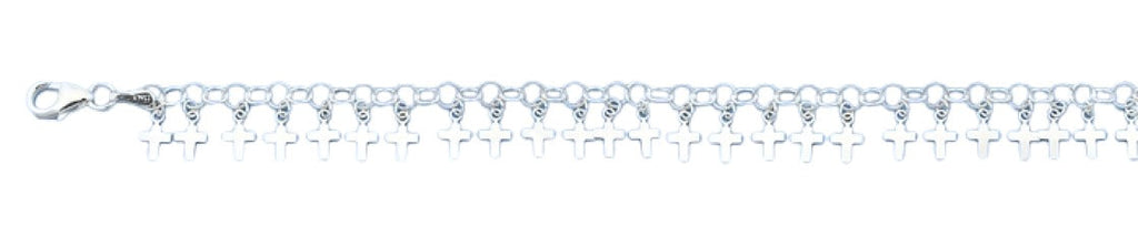 Sterling Silver Polished Crosses Italian Bracelet Length-7+1inch, Chain Thickness-3.2mm, Charm Height-4.5mm